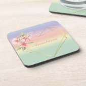 Cool, Phantastisch, Regenbogen Herz mit Ihrem Name Getränkeuntersetzer (Linke Seite)