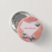 Cool, Phantastisch, rosa Herz mit dem Namen Button (Vorne & Hinten)