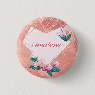 Cool, Phantastisch, rosa Herz mit dem Namen Button