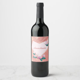 Cool, Phantastisch, rosa Herz mit dem Namen Weinetikett