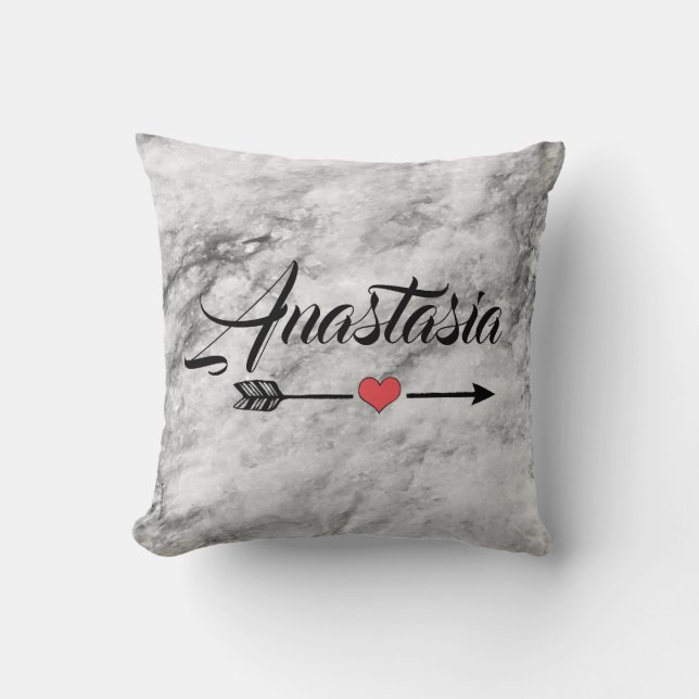 Cool, Phantastisch, Silbermarmor mit Ihrem Namen Kissen (Vorderseite)
