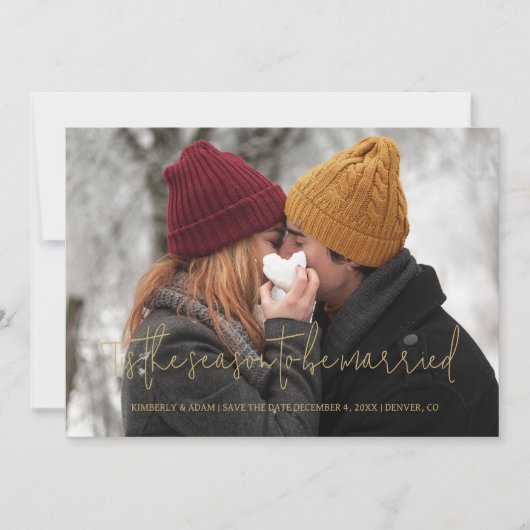 Cool Photo Christmas Wedding Elegant Modern Script Save The Date (Vorderseite)