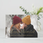 Cool Photo Christmas Wedding Elegant Modern Script Save The Date (Stehend Vorderseite)