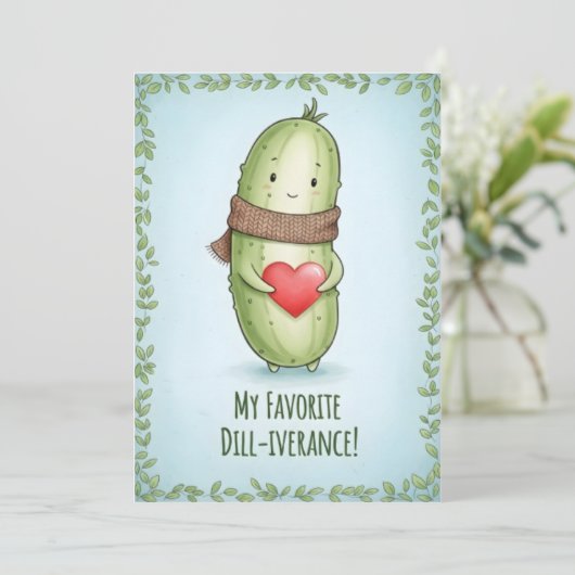 Cool Pickle Lover Dill With It funny pun gift Dankeskarte (Stehend Vorderseite)