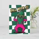 Cool Pickle Lover Dill With It funny pun gift Dankeskarte (Stehend Vorderseite)