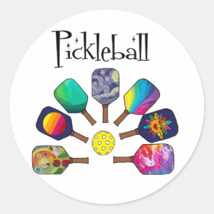 Cool Pickleball Paddle Sports Rainbow Runder Aufkleber