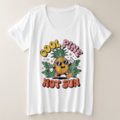 Cool Pine Hot Sun Retro Pineapple Summer Vibes Große Größe T-Shirt (Design vorne)