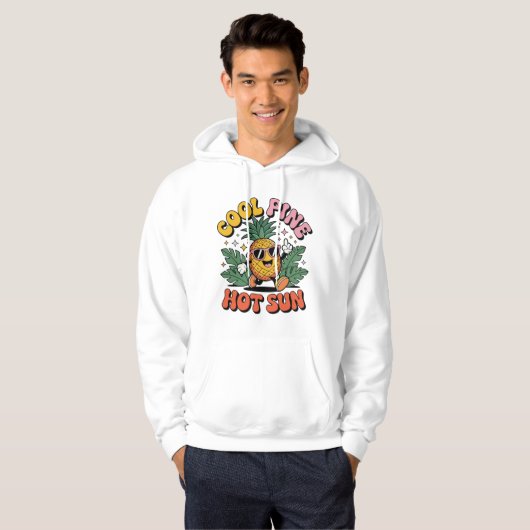 Cool Pine Hot Sun Retro Pineapple Summer Vibes Hoodie (Vorne ganz)