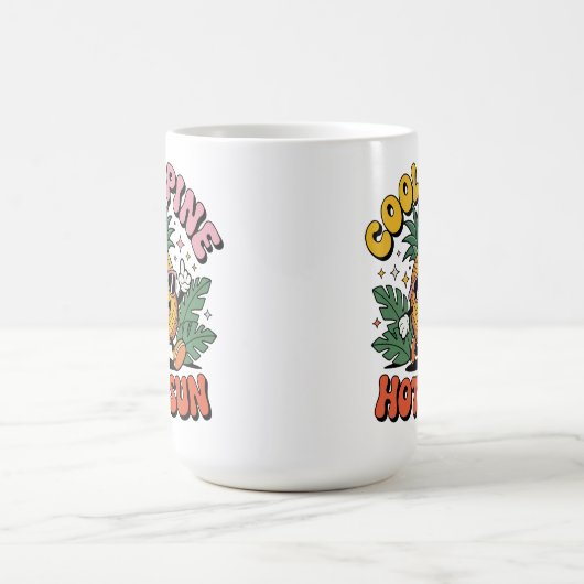 Cool Pine Hot Sun Retro Pineapple Summer Vibes Kaffeetasse (Mittel)