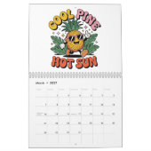 Cool Pine Hot Sun Retro Pineapple Summer Vibes  Kalender (Mär 2027)