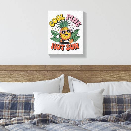 Cool Pine Hot Sun Retro Pineapple Summer Vibes Leinwanddruck (Insitu (Schlafzimmer))