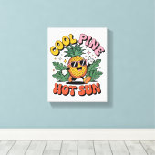Cool Pine Hot Sun Retro Pineapple Summer Vibes Leinwanddruck (Insitu (Holzboden))