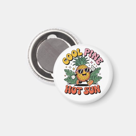 Cool Pine Hot Sun Retro Pineapple Summer Vibes Magnet (Vorderseite/Rückseite)