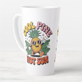 Cool Pine Hot Sun Retro Pineapple Summer Vibes Milchtasse (Linke Ecke)