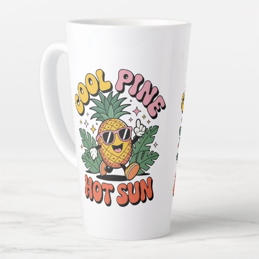 Cool Pine Hot Sun Retro Pineapple Summer Vibes Milchtasse (Linke Ecke)