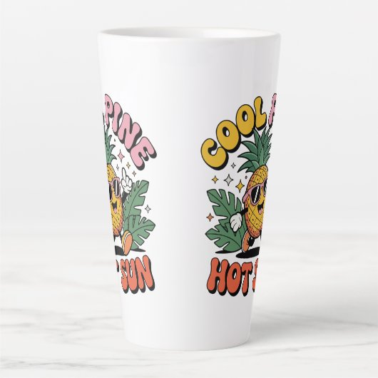 Cool Pine Hot Sun Retro Pineapple Summer Vibes Milchtasse (Vorderseite)