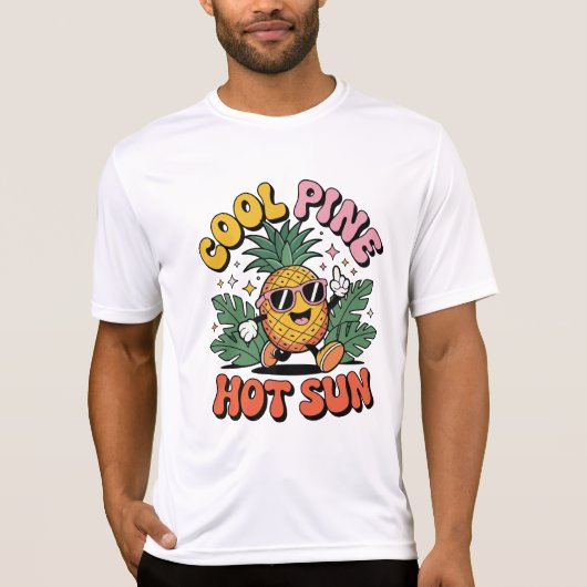 Cool Pine Hot Sun Retro Pineapple Summer Vibes T-Shirt (Vorderseite)