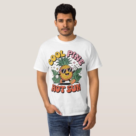 Cool Pine Hot Sun Retro Pineapple Summer Vibes T-Shirt (Vorne ganz)