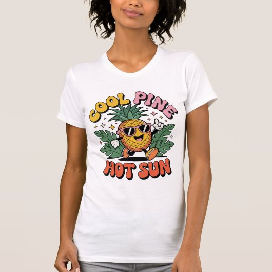 Cool Pine Hot Sun Retro Pineapple Summer Vibes T-Shirt (Vorderseite)