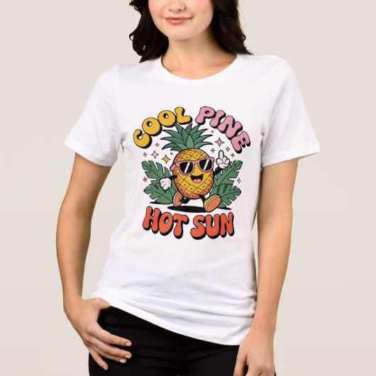 Cool Pine Hot Sun Retro Pineapple Summer Vibes Tri-Blend Shirt (Vorderseite)