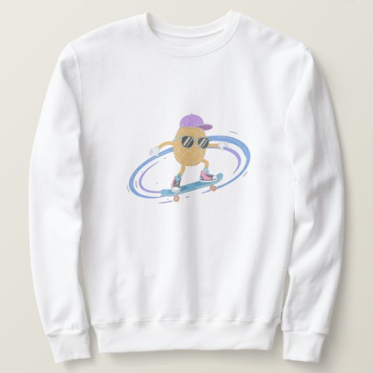 Cool Pineapple Skater – Funny Tropical Skateboard Sweatshirt (Design vorne)