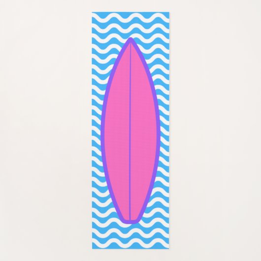 Cool Pink Blue Waves Surfen Yoga Mat Yogamatte (Vorderseite)