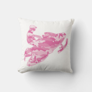 Cool Pink Camouflage Schneemobil Kissen