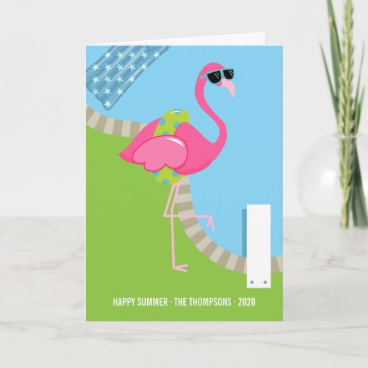 Cool Pink Flamingo Sommer Gruß Karte (Vorderseite)