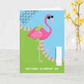 Cool Pink Flamingo Sommer Gruß Karte (Gelbe Blume)