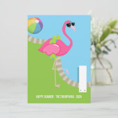 Cool Pink Flamingo Sommer Gruß Karte (Stehend Vorderseite)