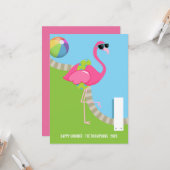Cool Pink Flamingo Sommer Gruß Karte (Vorderseite/Rückseite Beispiel)