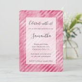 Cool Pink Glam Streifen Geburtstag Einladung (Stehend Vorderseite)