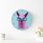 Cool Pink Llama! Große Wanduhr (Zuhause)