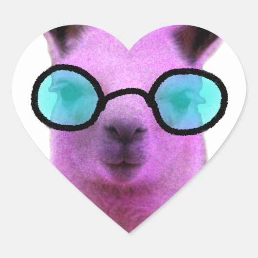 Cool Pink Llama! Herz-Aufkleber (Vorderseite)