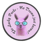 Cool Pink Llama Hockey Puck - Kein Drama nur Karma (Vorderseite)