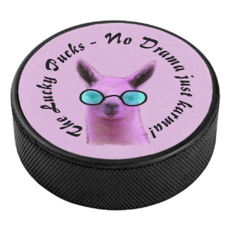 Cool Pink Llama Hockey Puck - Kein Drama nur Karma