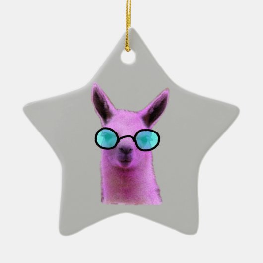 Cool Pink Llama! Keramik Ornament (Vorne)