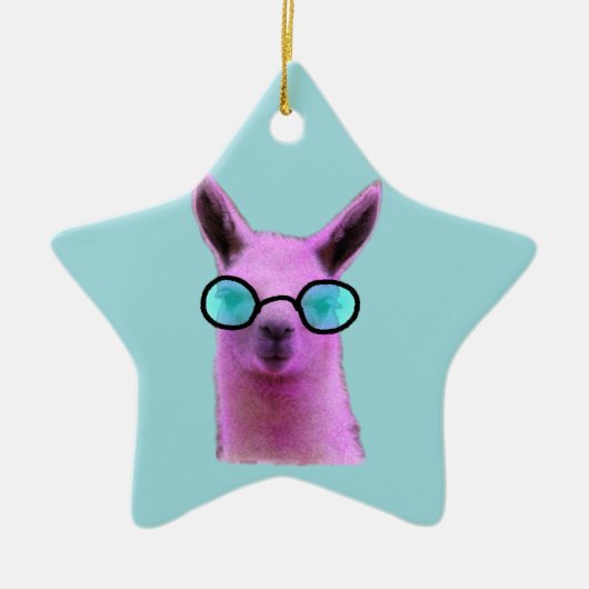 Cool Pink Llama! Keramik Weihnachtsschmuck (Vorne)