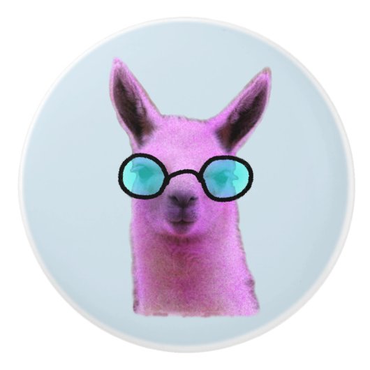 Cool Pink Llama! Keramikknauf (Vorderseite)