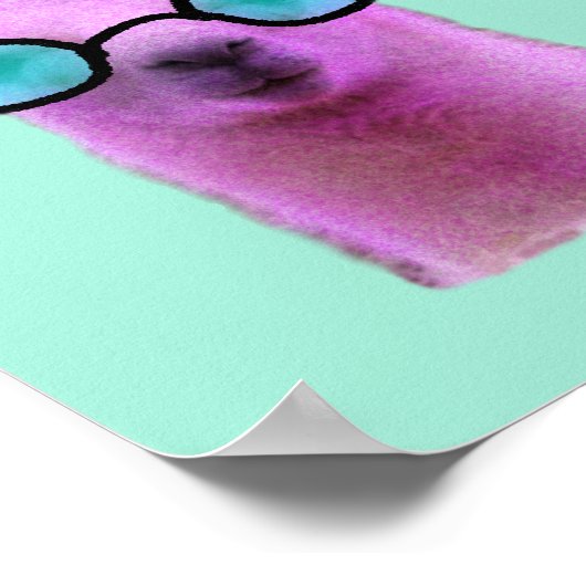 Cool Pink Llama Poster (Ecke)