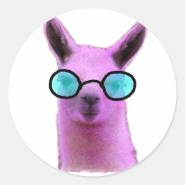 Cool Pink Llama! Runder Aufkleber
