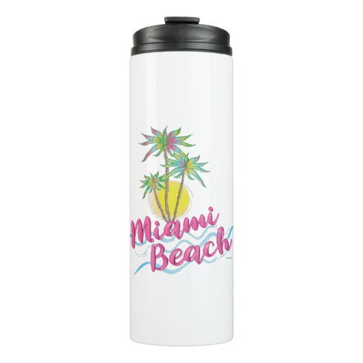 Cool Pink-Miami-Beach-Florida Graphic Thermosbecher (Vorderseite)