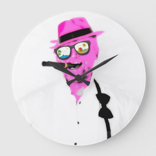 Cool Pink Typ Uhr! Große Wanduhr (Vorderseite)