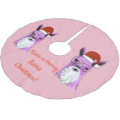 Cool Pink Weihnachts-Llama-Baumrock Polyester Weihnachtsbaumdecke (Schrägansicht)