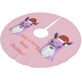 Cool Pink Weihnachts-Llama-Baumrock Polyester Weihnachtsbaumdecke
