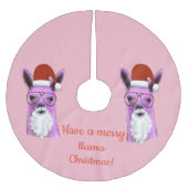 Cool Pink Weihnachts-Llama-Baumrock Polyester Weihnachtsbaumdecke (Vorderseite)