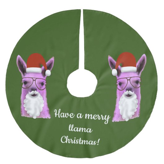 Cool Pink Weihnachts-Llama-Baumrock Polyester Weihnachtsbaumdecke (Vorderseite)