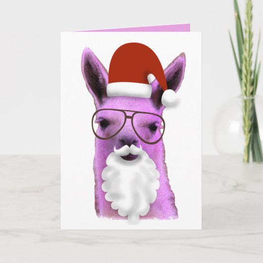Cool Pink Weihnachtslama! Weihnachtskarte Karte (Vorderseite)