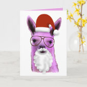 Cool Pink Weihnachtslama! Weihnachtskarte Karte (Gelbe Blume)
