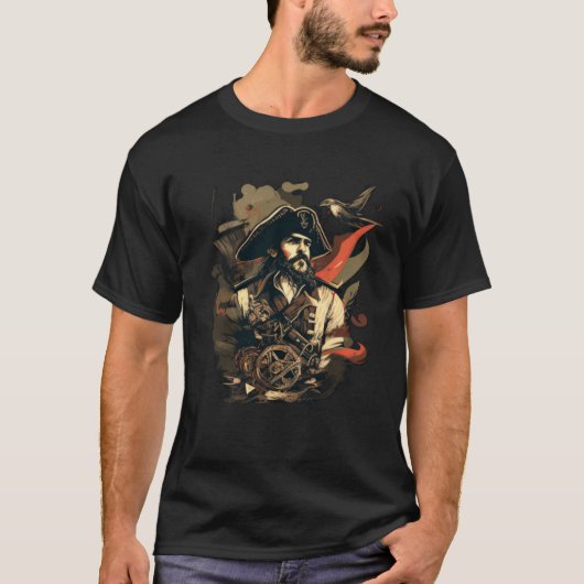 Cool Pirate with Beard T-Shirt (Vorderseite)